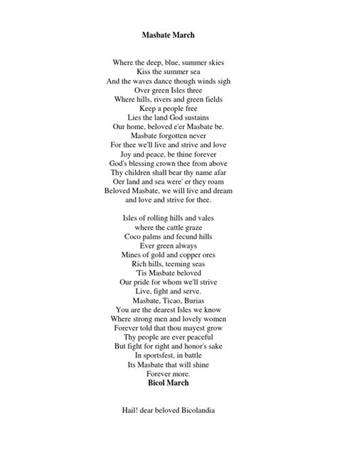 MASBATE MARCH with Lyrics .